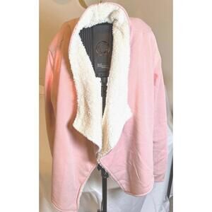 Angelina Women's Pink  Sherpa-Lined  Wrap‎ Around Jacket Size s